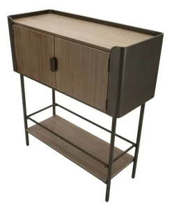 Mobili Porta Tv > Dmora Porta TV grigio e marrone 100x42x110h cm 2 ante - Quilt Marrone, Grigio