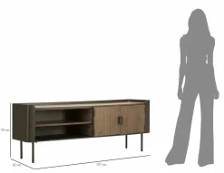 Porta TV grigio e marrone 150x42x58h cm 2 ante - Cannon