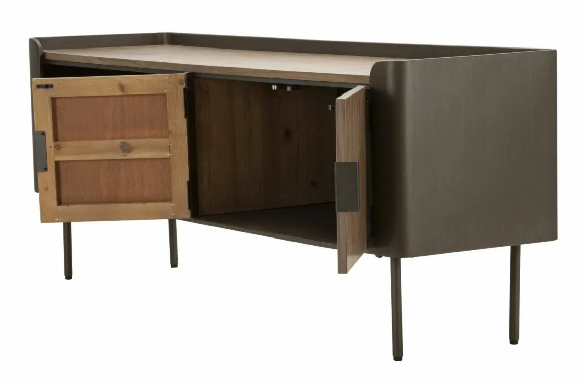 Porta TV grigio e marrone 150x42x58h cm 2 ante - Cannon