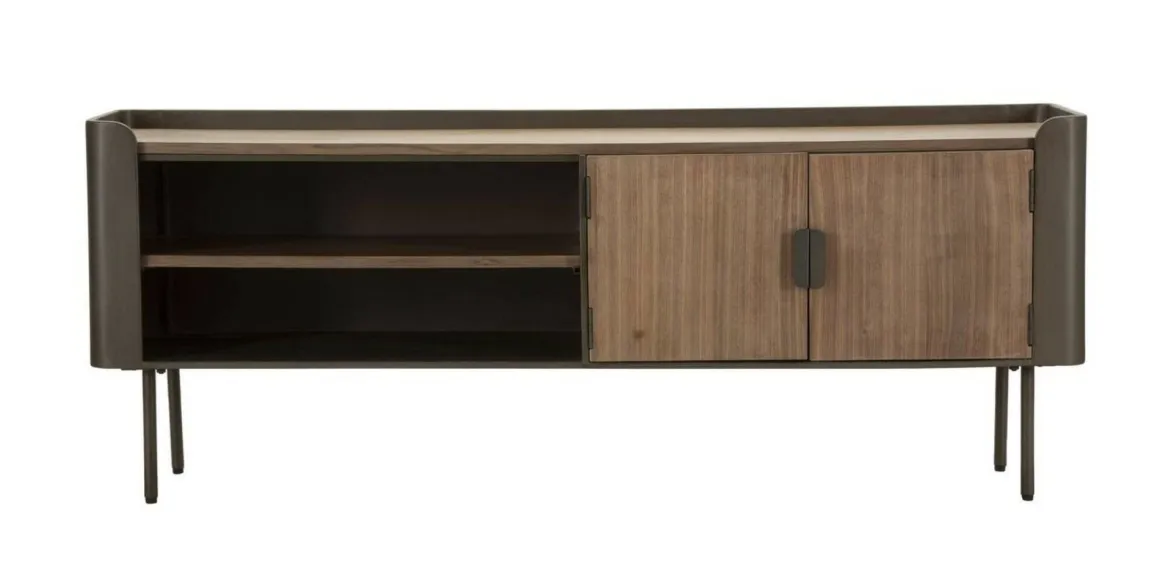 Porta TV grigio e marrone 150x42x58h cm 2 ante - Cannon
