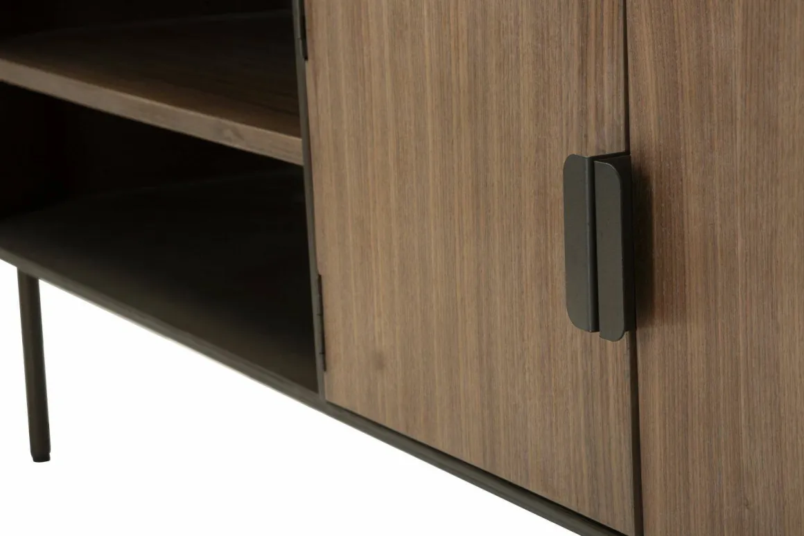 Porta TV grigio e marrone 150x42x58h cm 2 ante - Cannon