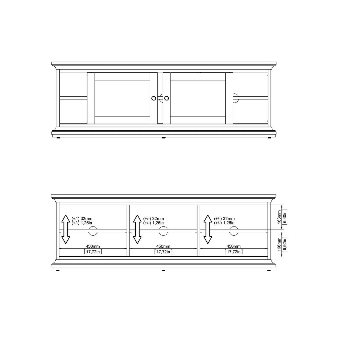 Porta TV grigio 149x41x50h cm 2 ante - Ziba