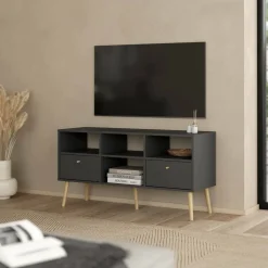 Mobili Porta Tv > Dmora Porta TV 117x39x60h cm in legno - Conte Grigio