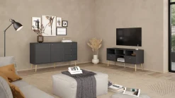Mobili Porta Tv > Dmora Porta TV 117x39x60h cm in legno - Conte Grigio