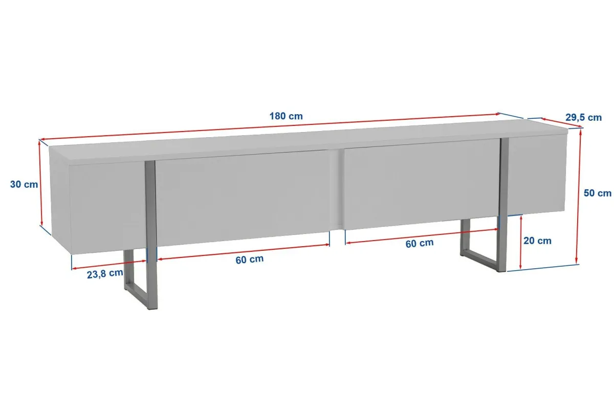 Mobili Porta Tv > Dmora Porta TV marmo e nero 180x29x50h cm 2 ante - Lilith Nero, Bianco Marmo