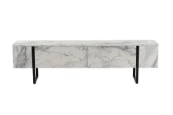 Mobili Porta Tv > Dmora Porta TV marmo e nero 180x29x50h cm 2 ante - Lilith Nero, Bianco Marmo