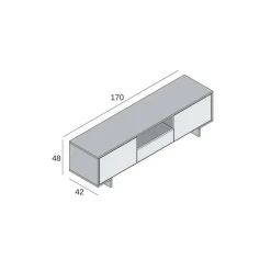 Mobili Porta Tv|Salotto > Dmora Porta TV marrone e noce 170x42x48h cm 2 ante e 1 cassetto - Atina Marrone, Marrone Noce