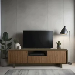 Mobili Porta Tv|Salotto > Dmora Porta TV marrone e noce 170x42x48h cm 2 ante e 1 cassetto - Atina Marrone, Marrone Noce