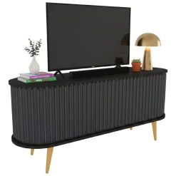 Mobili Porta Tv|Salotto > Dmora Porta TV nero e antracite 140x43x64h cm 2 ante - Bailu Nero, Nero Antracite