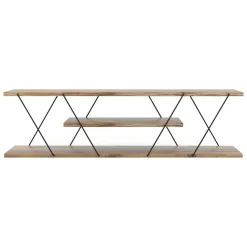 Salotto > Dmora Porta TV nero,noce 120x30x33h cm in legno - Desdemona Nero Noce, Marrone