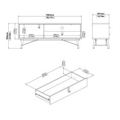 Porta TV nero,noce 150x40x59h cm in legno - Antoine