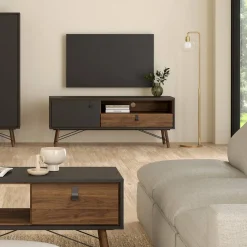 Porta TV nero,noce 150x40x59h cm in legno - Antoine