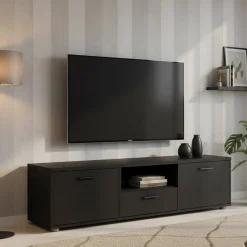 Mobili Porta Tv > Dmora Porta TV 147x39x38h cm 2 ante e 1 cassetto - Charo Nero