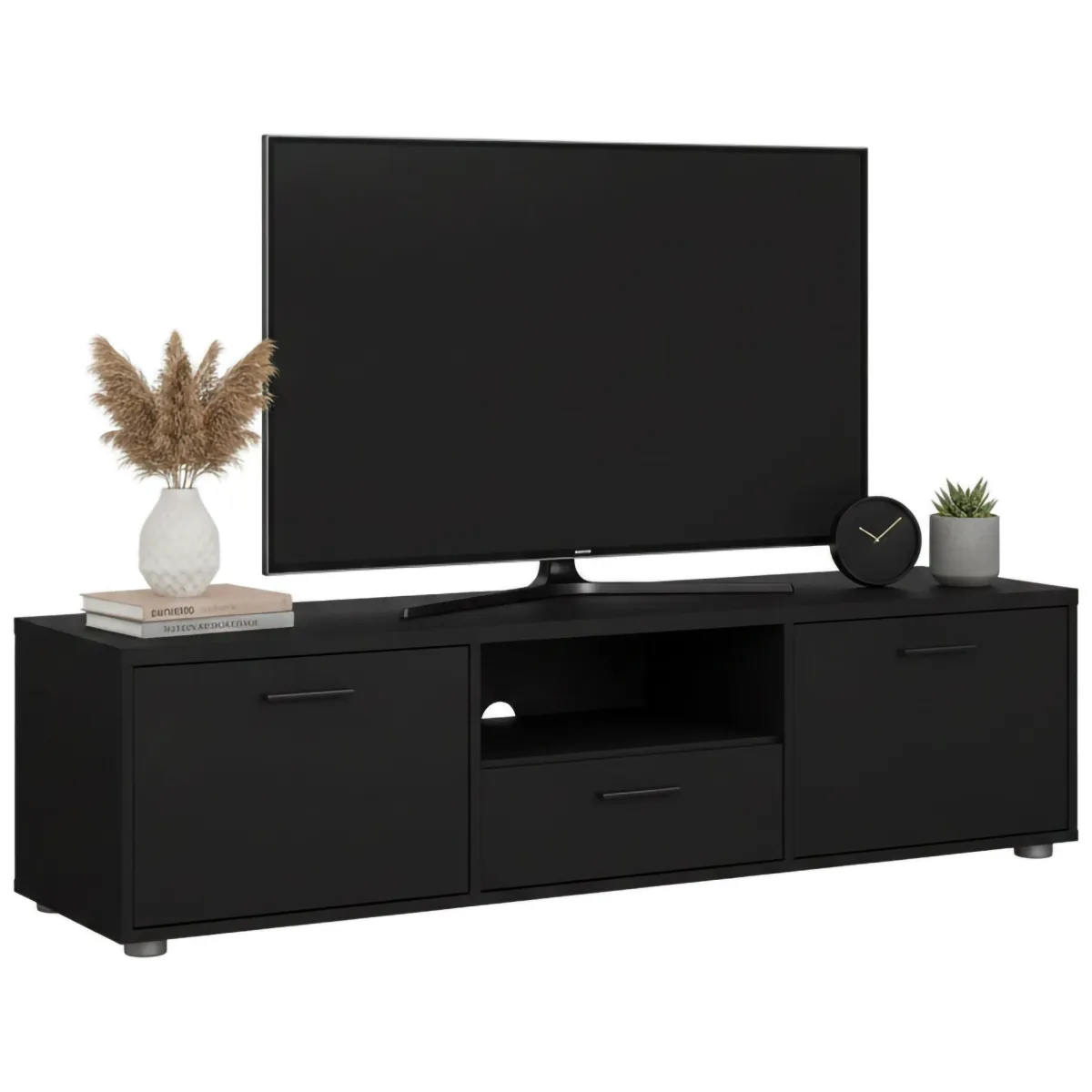 Mobili Porta Tv > Dmora Porta TV 147x39x38h cm 2 ante e 1 cassetto - Charo Nero