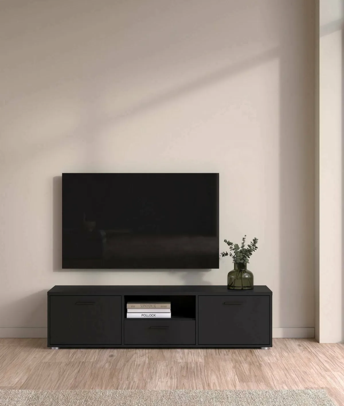 Mobili Porta Tv > Dmora Porta TV 147x39x38h cm 2 ante e 1 cassetto - Charo Nero