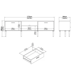Porta TV nero 177x39x56h cm 2 ante e 1 cassetto - Anselme