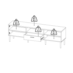 Porta TV nero 177x39x56h cm 2 ante e 1 cassetto - Anselme