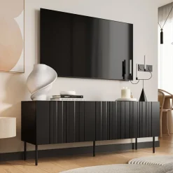 Porta TV nero 150x42x60h cm 3 ante - Frassino