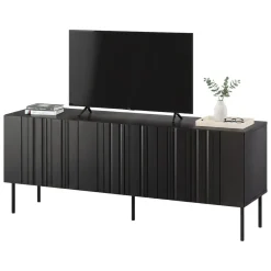 Porta TV nero 150x42x60h cm 3 ante - Frassino