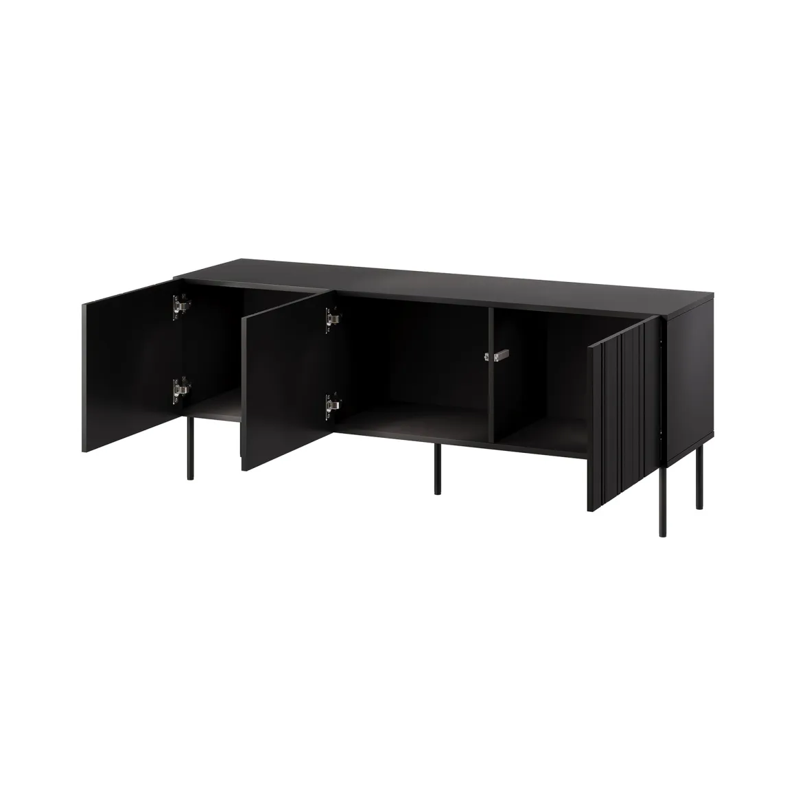 Porta TV nero 150x42x60h cm 3 ante - Frassino