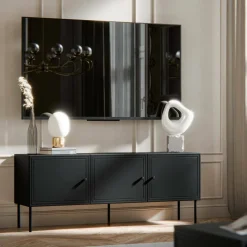 Porta TV nero 151x40x60h cm 3 ante - Sarzana