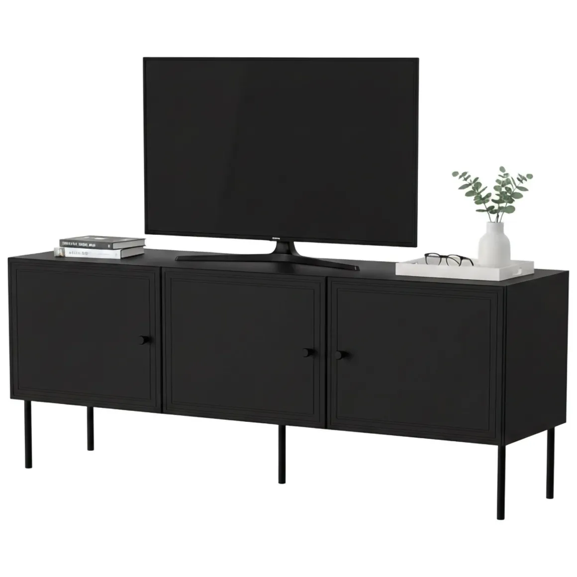 Porta TV nero 151x40x60h cm 3 ante - Sarzana