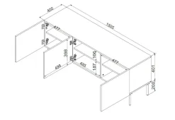 Porta TV nero 151x40x60h cm 3 ante - Sarzana