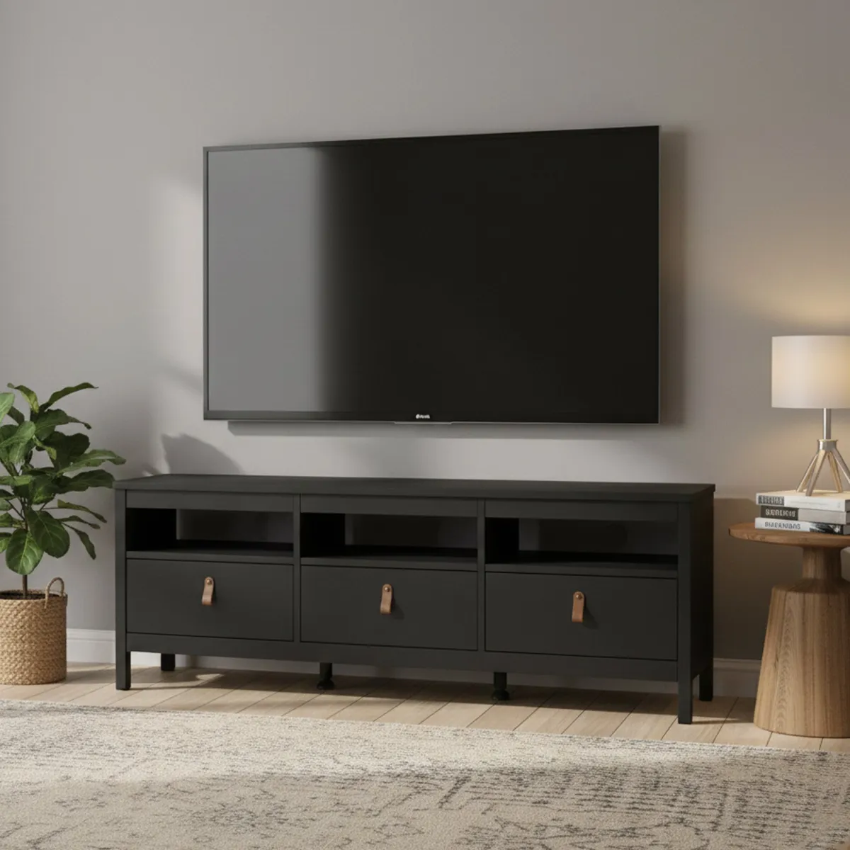 Mobili Porta Tv > Dmora Porta TV 151x38x54h cm in legno - Astana Nero