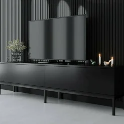 Mobili Porta Tv|Salotto > Dmora Porta TV 180x30x47h cm modulabile - Espero Nero