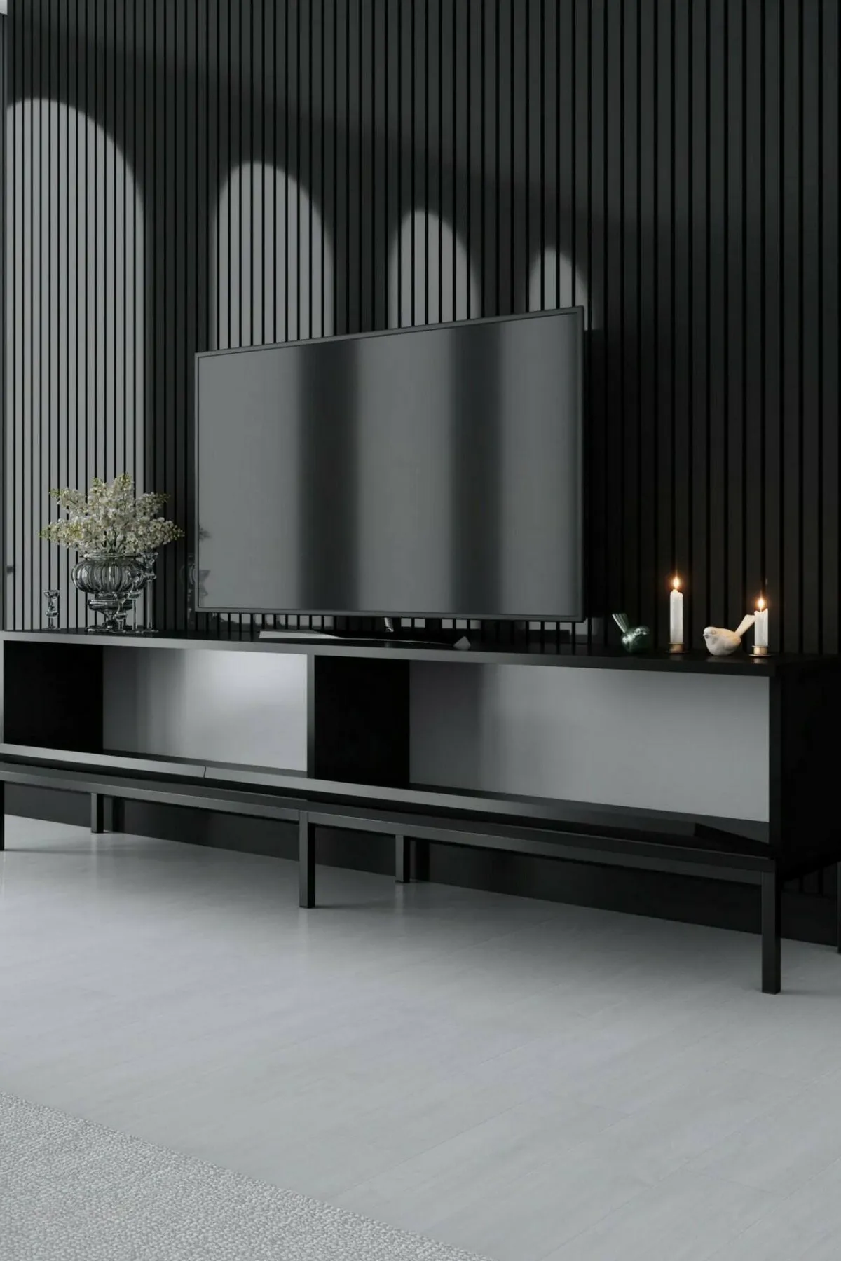 Mobili Porta Tv|Salotto > Dmora Porta TV 180x30x47h cm modulabile - Espero Nero