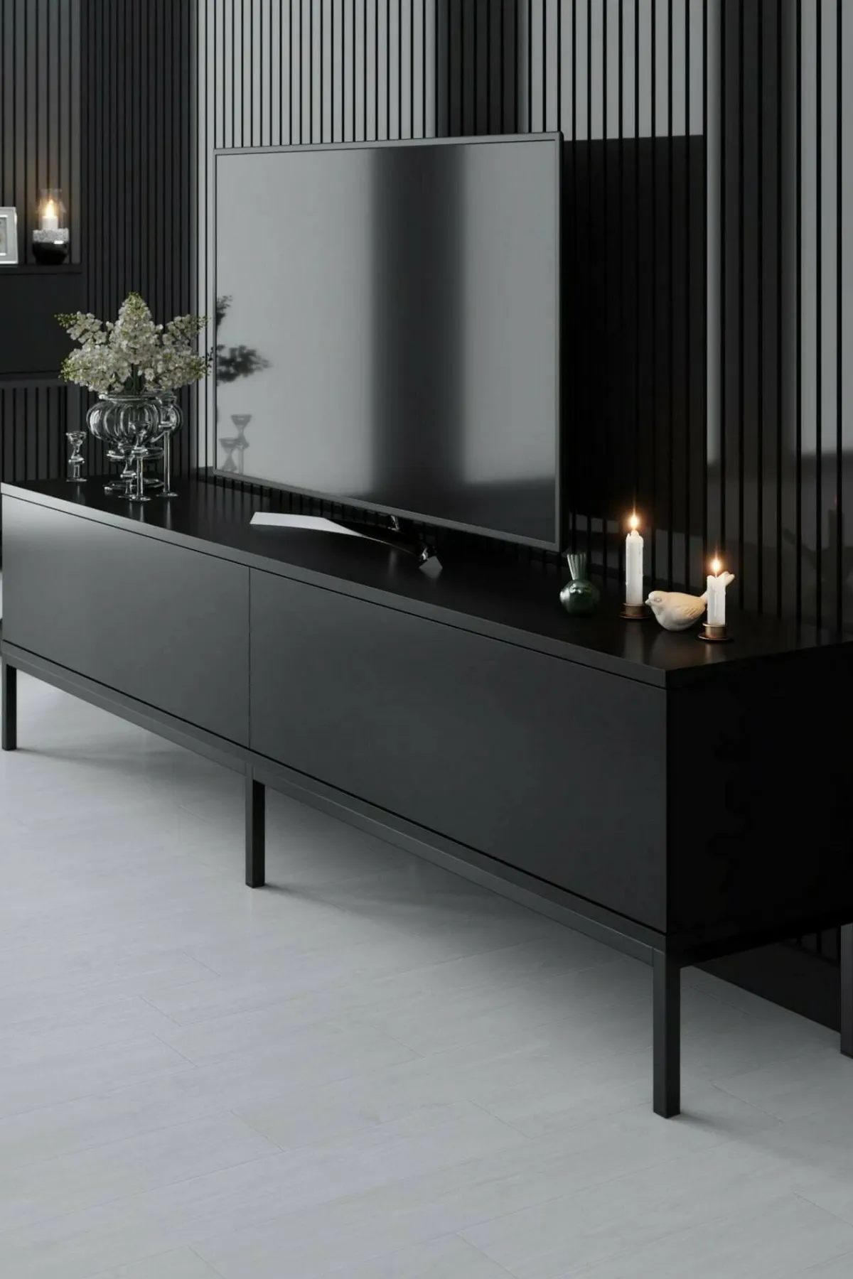 Mobili Porta Tv|Salotto > Dmora Porta TV 180x30x47h cm modulabile - Espero Nero