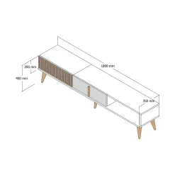 Mobili Porta Tv|Salotto > Dmora Porta TV noce e antracite 180x47x35h cm modulabile - Angiari Nero Antracite, Marrone Noce