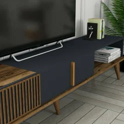 Mobili Porta Tv|Salotto > Dmora Porta TV noce e antracite 180x47x35h cm modulabile - Angiari Nero Antracite, Marrone Noce