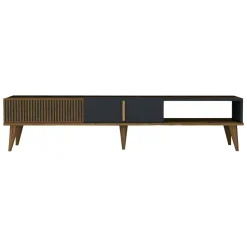 Mobili Porta Tv|Salotto > Dmora Porta TV noce e antracite 180x47x35h cm modulabile - Angiari Nero Antracite, Marrone Noce
