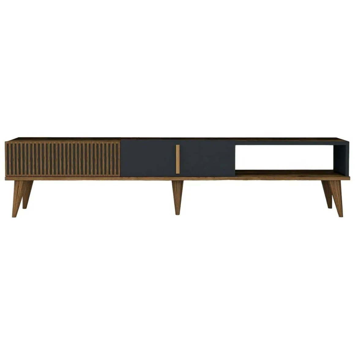 Mobili Porta Tv|Salotto > Dmora Porta TV noce e antracite 180x47x35h cm modulabile - Angiari Nero Antracite, Marrone Noce