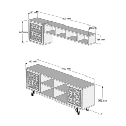 Mobili Porta Tv|Salotto > Dmora Porta TV noce e bianco 180x35x40h cm 3 ante - Jakuchu Bianco, Marrone Noce