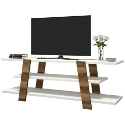 Porta TV noce e bianco 120x33x42h cm in legno - Bellagio