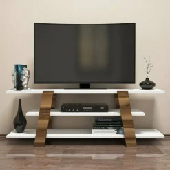Porta TV noce e bianco 120x33x42h cm in legno - Bellagio