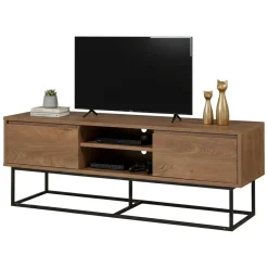Porta TV noce e nero 140x40x50h cm 2 ante e 2 cassetti - Corinna