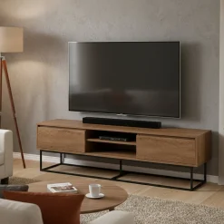 Porta TV noce e nero 180x40x50h cm in legno - Corinna