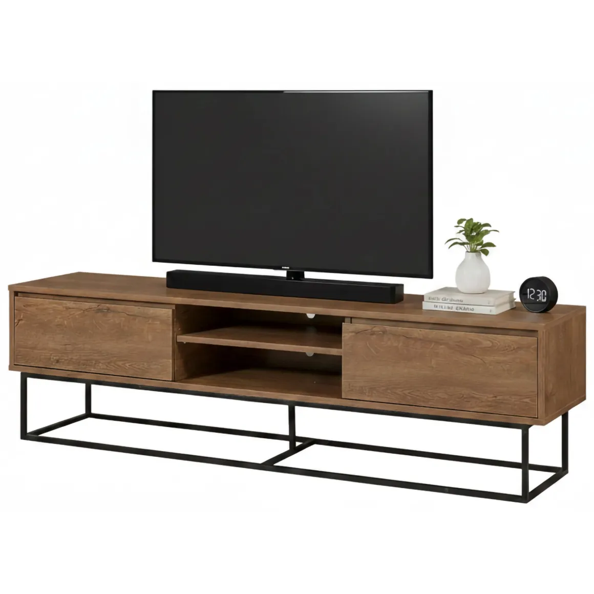 Porta TV noce e nero 180x40x50h cm in legno - Corinna