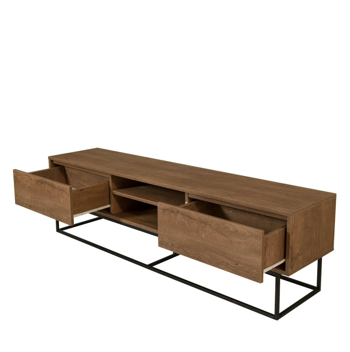 Porta TV noce e nero 180x40x50h cm in legno - Corinna