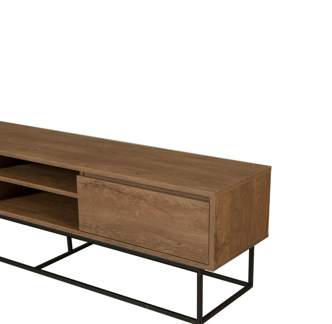 Porta TV noce e nero 180x40x50h cm in legno - Corinna