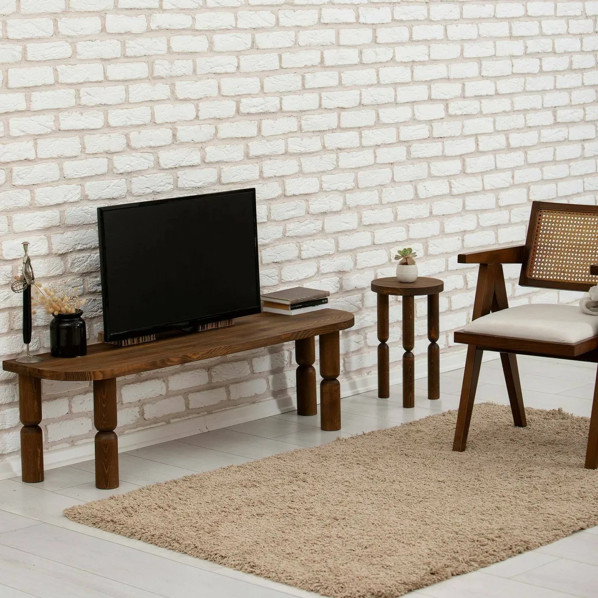 Mobili Porta Tv|Salotto > Dmora Porta TV noce 140x35x40h cm in legno - Fengshen Marrone Noce