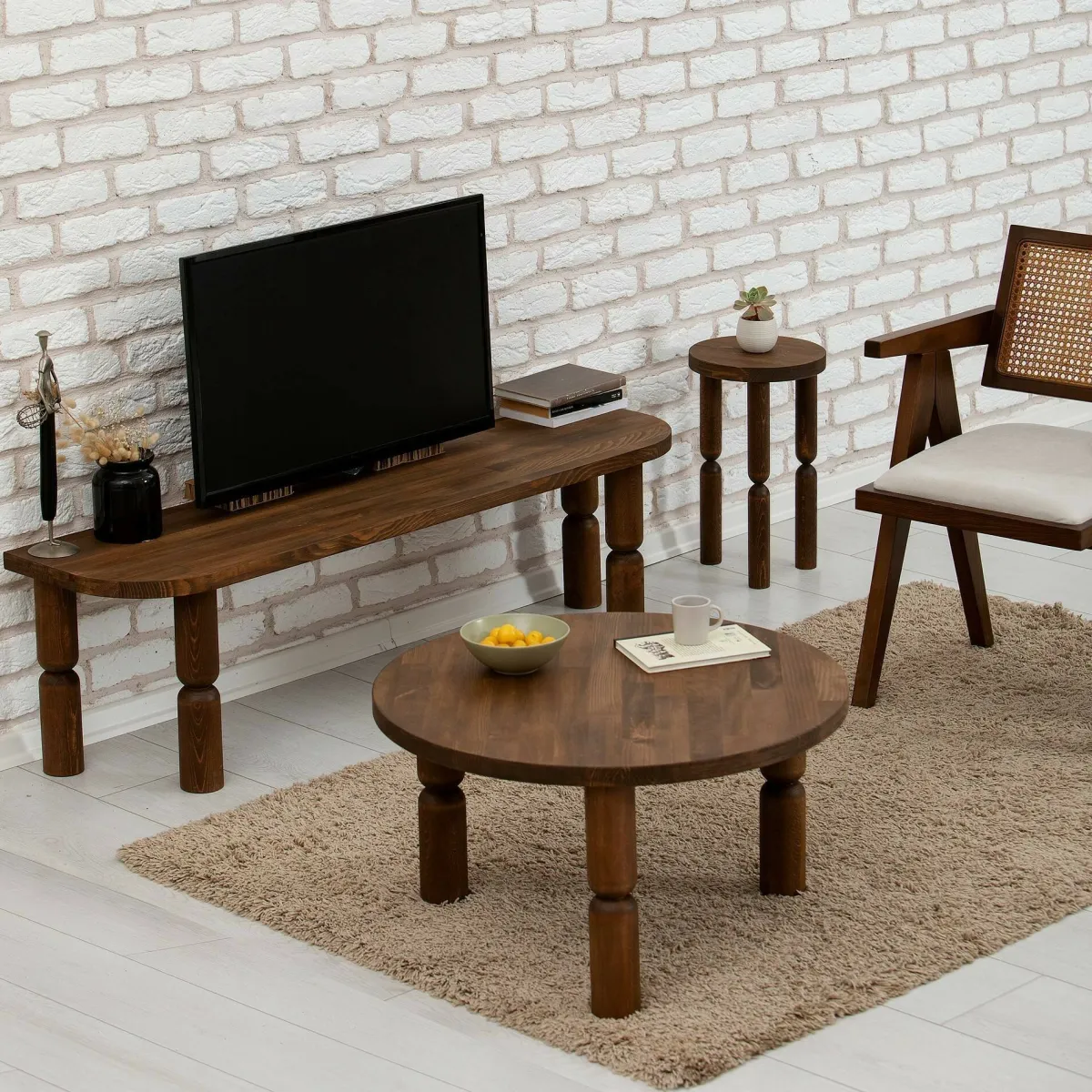 Mobili Porta Tv|Salotto > Dmora Porta TV noce 140x35x40h cm in legno - Fengshen Marrone Noce