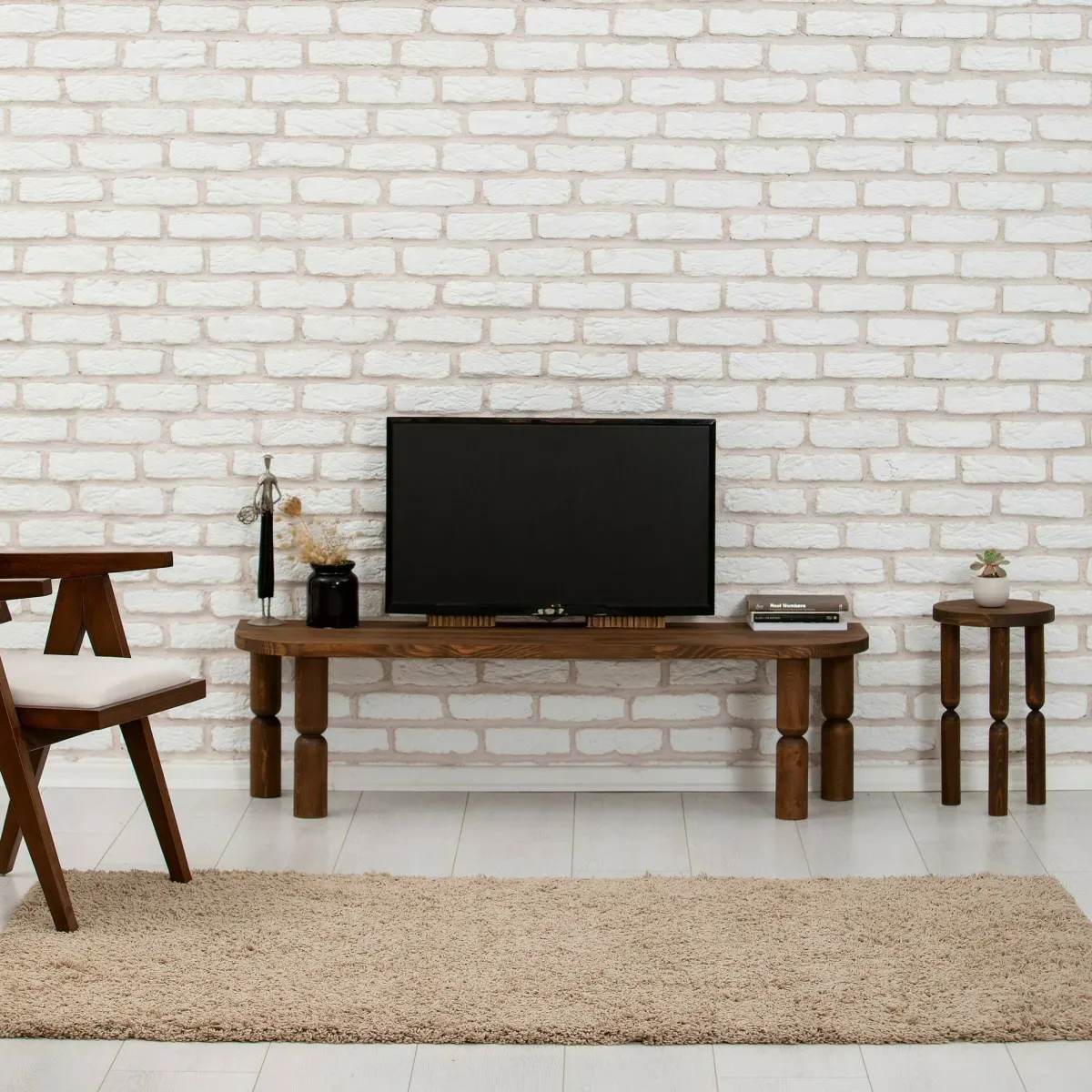 Mobili Porta Tv|Salotto > Dmora Porta TV noce 140x35x40h cm in legno - Fengshen Marrone Noce