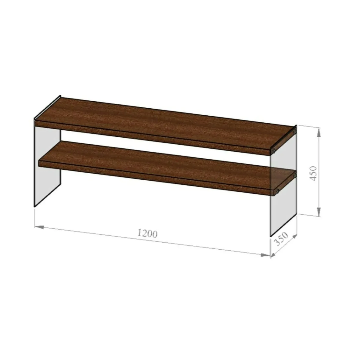 Porta TV noce 120x35x45h cm in legno - Italia