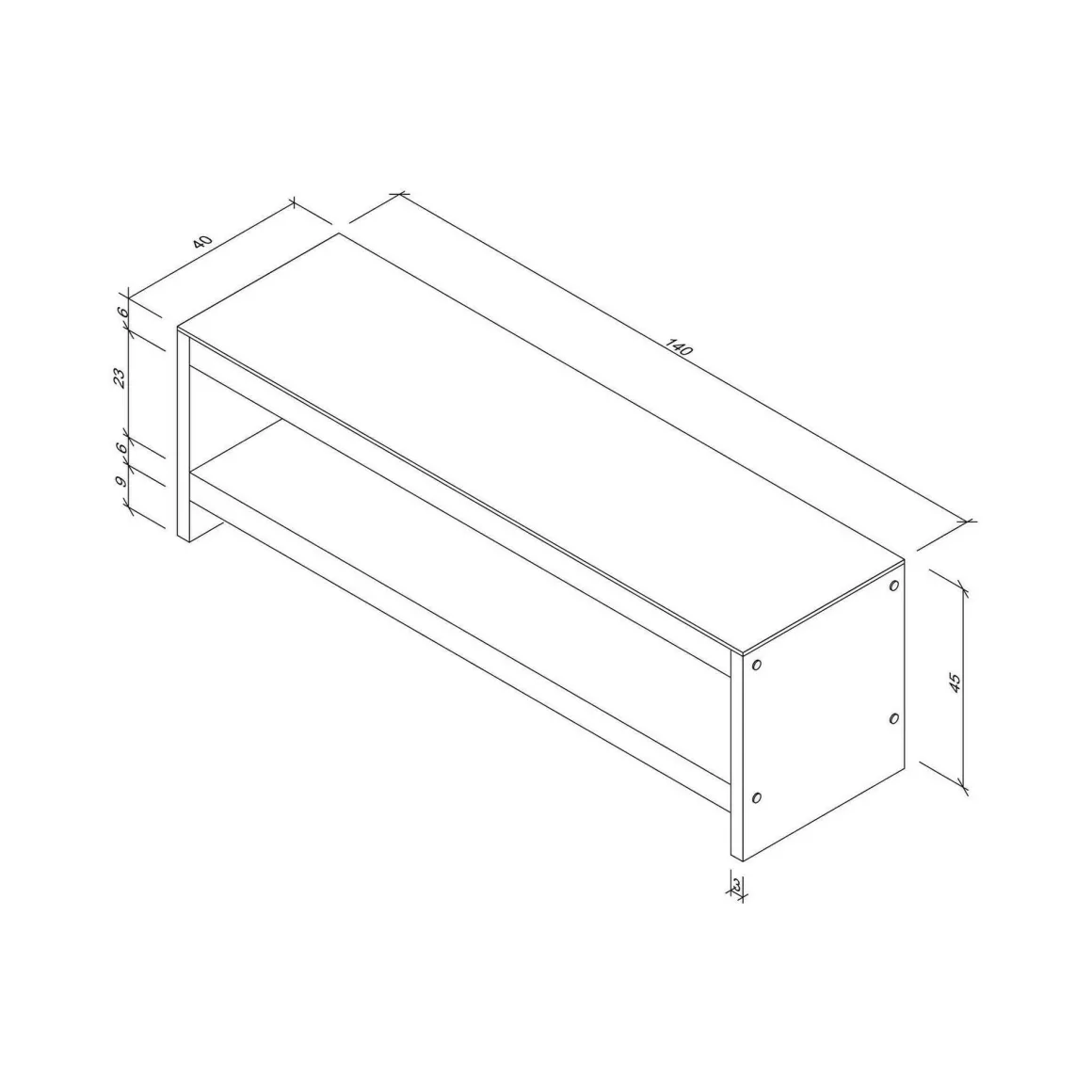Porta TV noce 140x40x45h cm in legno - Wiley