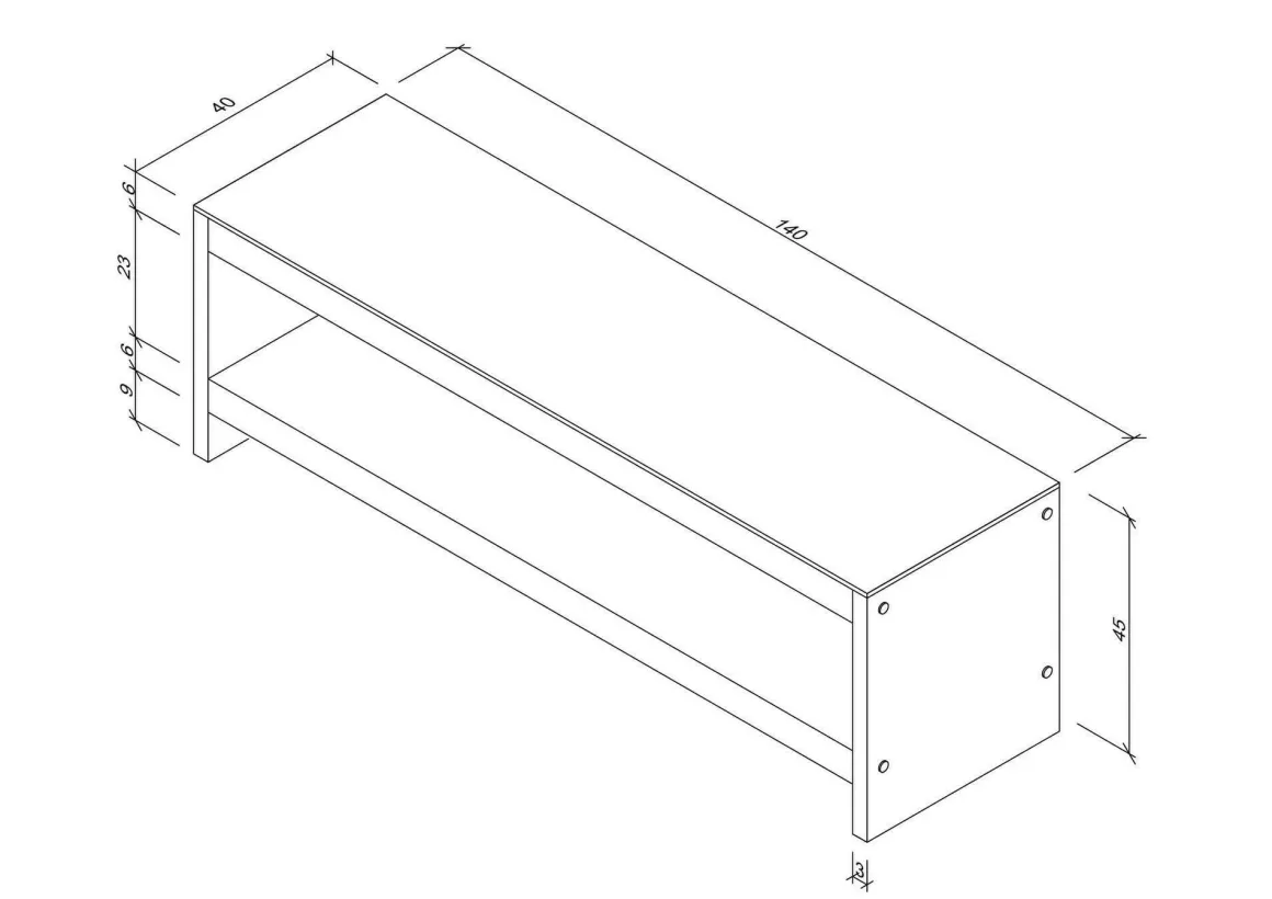 Porta TV noce 140x40x45h cm in legno - Wiley