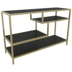 Mobili Porta Tv|Salotto > Dmora Porta TV oro e antracite 120x39x75h cm in legno - Ivette Nero, Oro Antracite